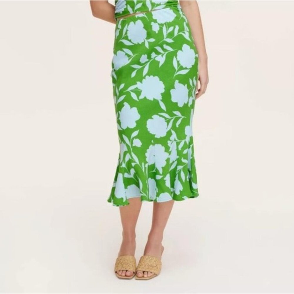 kate spade green floral skirt with ruffle, S, NWT